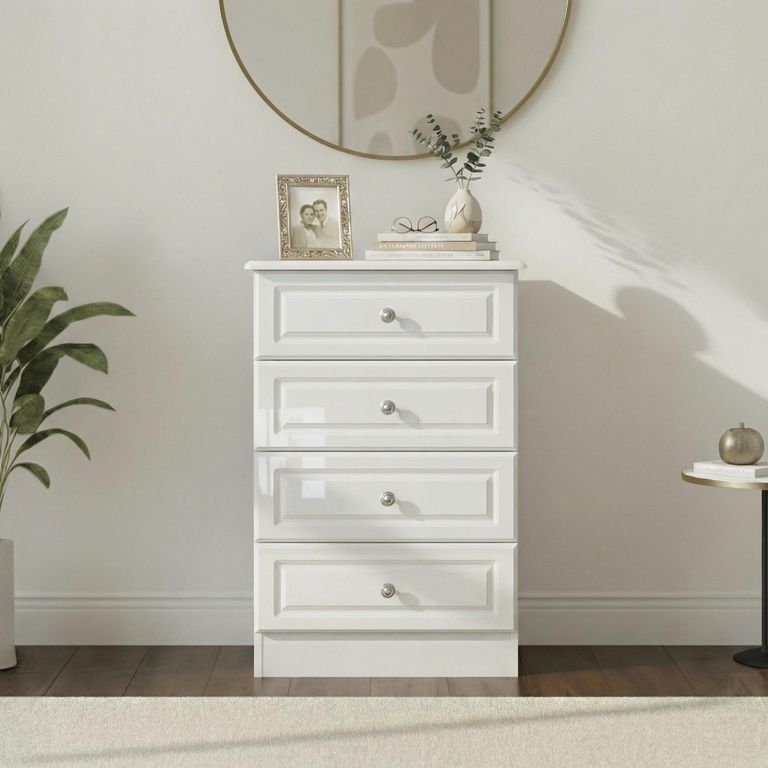Pembroke White Gloss 4 Drawer Midi Chest