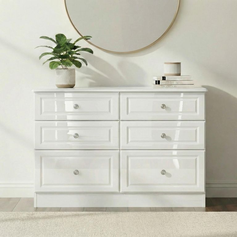 Pembroke White Gloss 6 Drawer Midi Chest