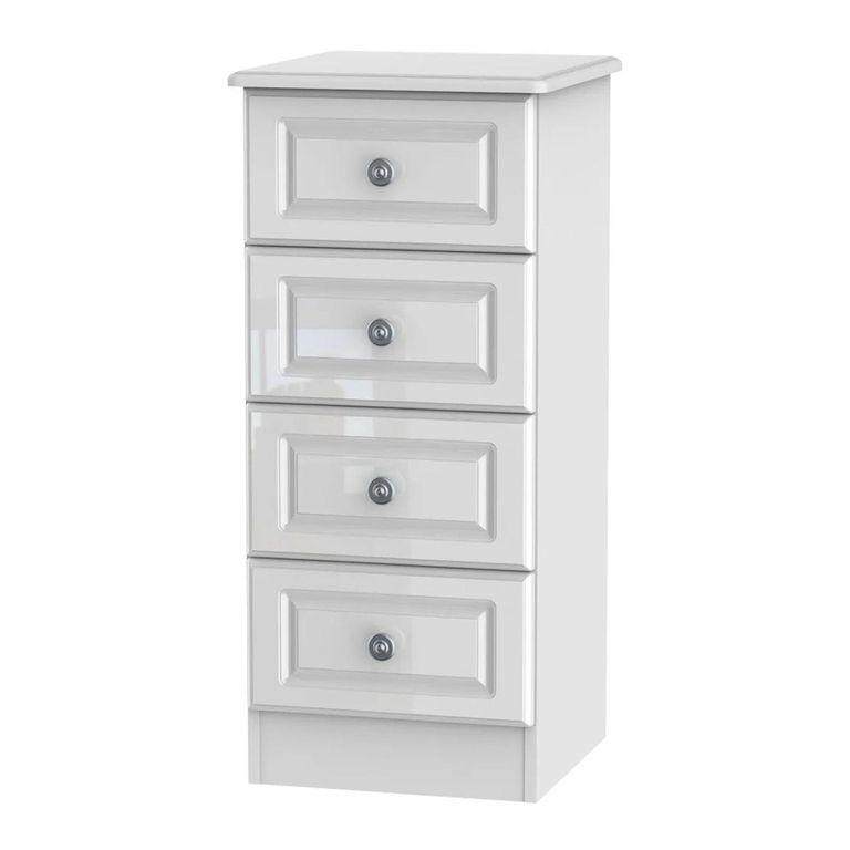 Pembroke White Gloss 4 Drawer Narrow Chest