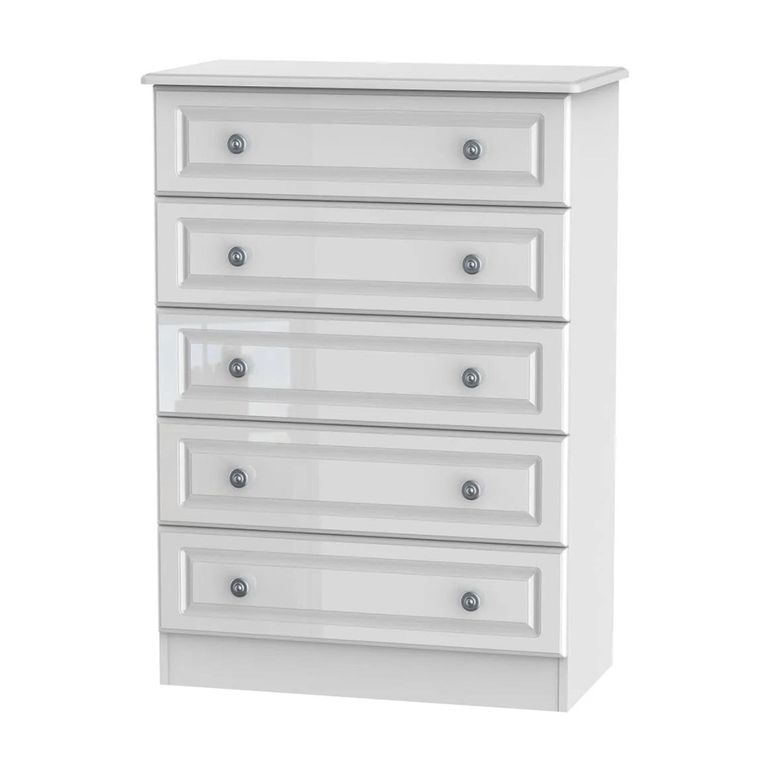 Pembroke White Gloss 5 Drawer Chest