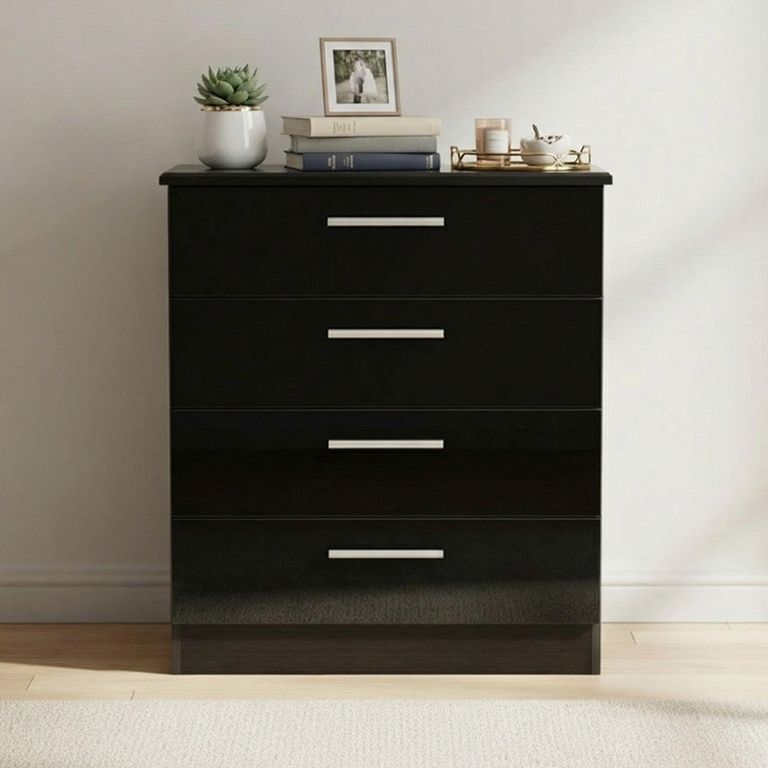 Knightsbridge Chest - 4 Drawer - Black Gloss