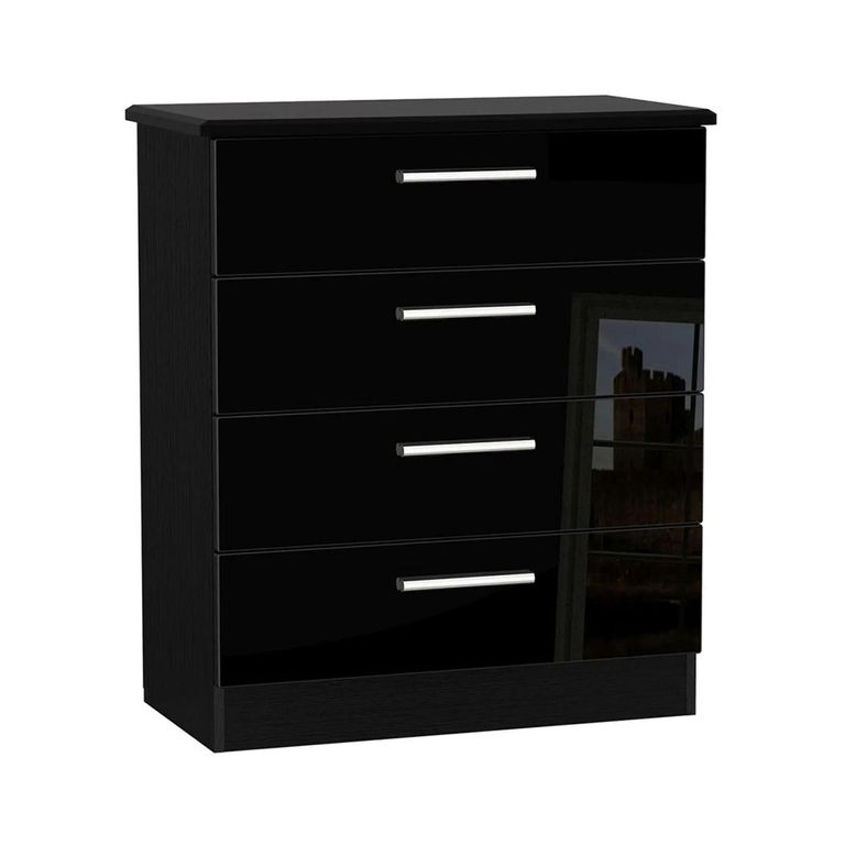 Knightsbridge Chest - 4 Drawer - Black Gloss