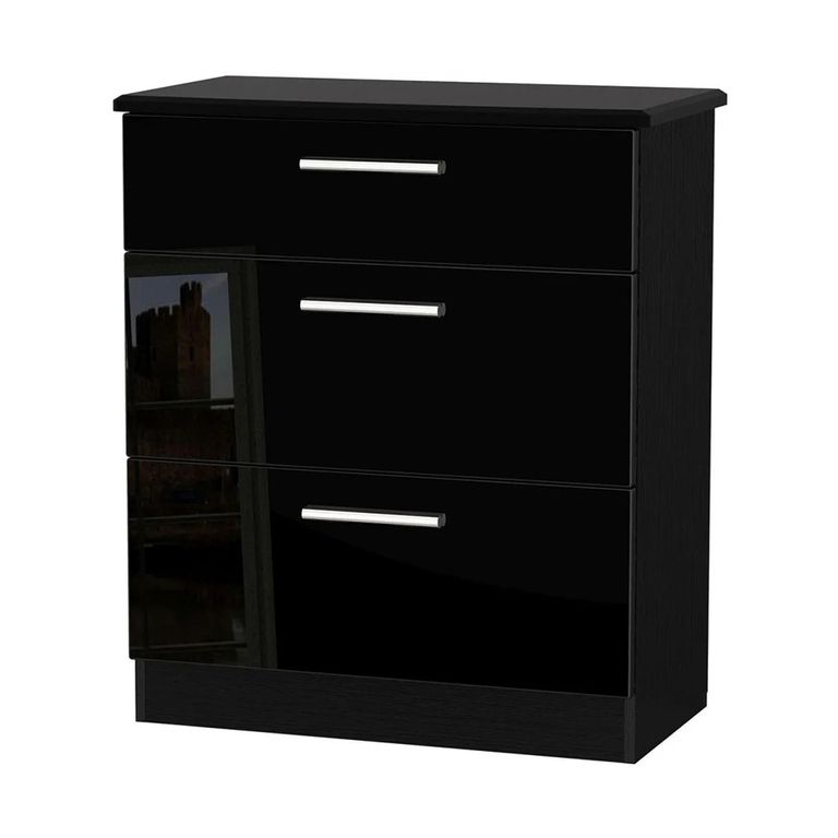 Knightsbridge Deep Chest - 3 Drawer - Black Gloss