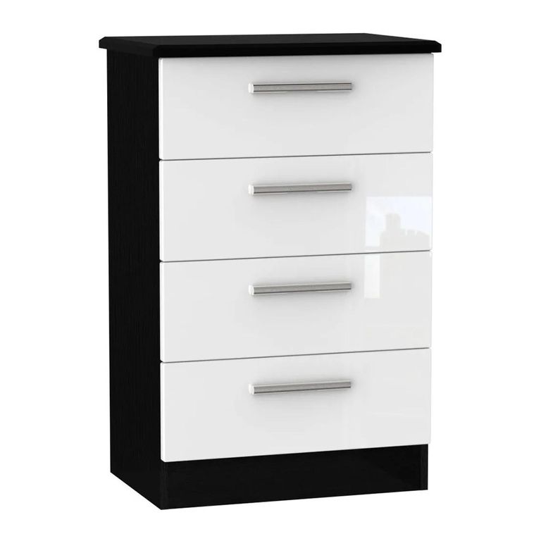 Knightsbridge Chest - Midi - 4 Drawer - White Gloss and Black