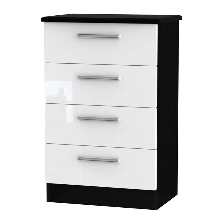 Knightsbridge Chest - Midi - 4 Drawer - White Gloss and Black