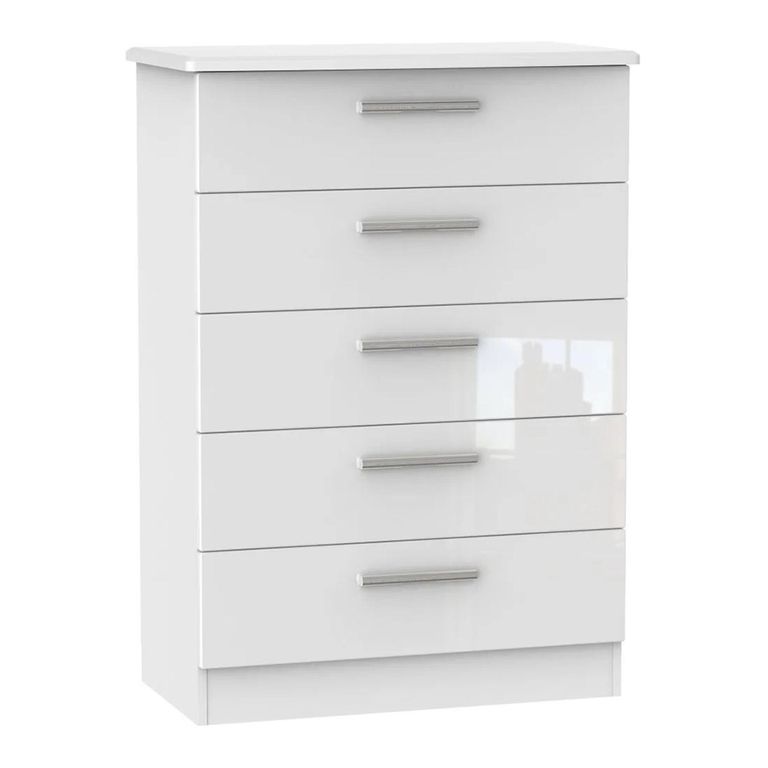 Knightsbridge Chest - 5 Drawer - White Gloss