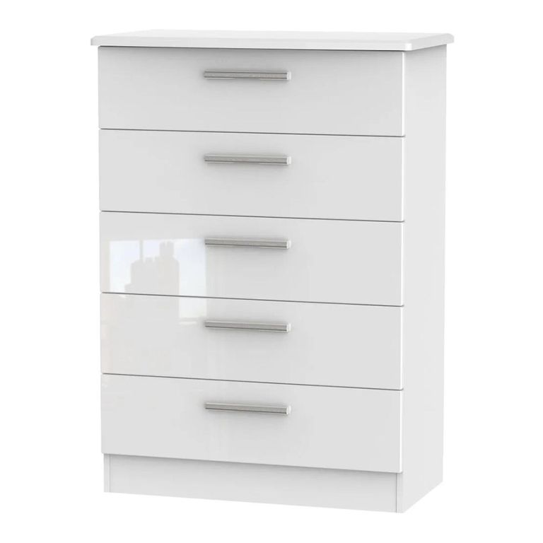 Knightsbridge Chest - 5 Drawer - White Gloss