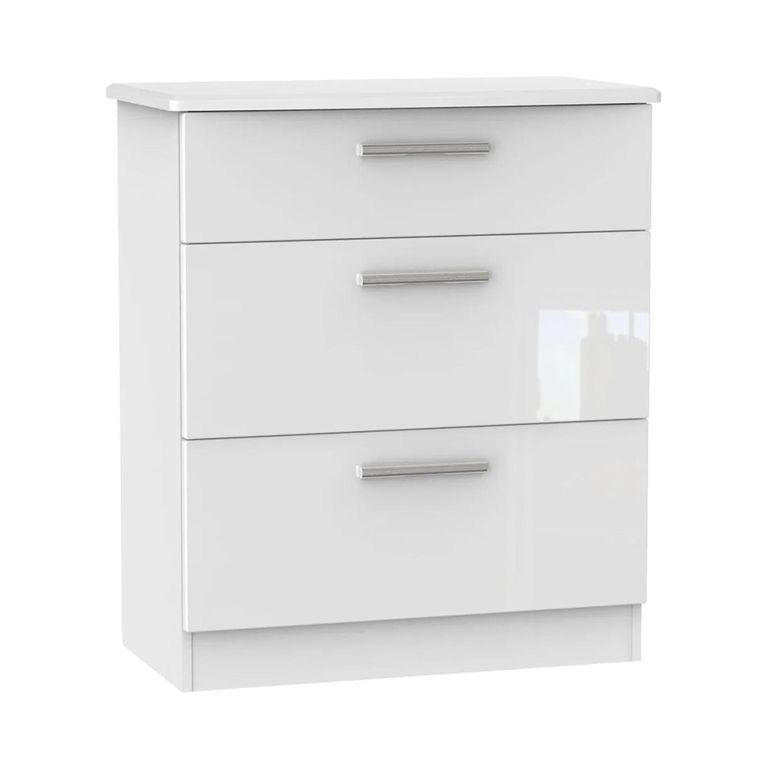 Knightsbridge Chest - Deep - 3 Drawer - White Gloss