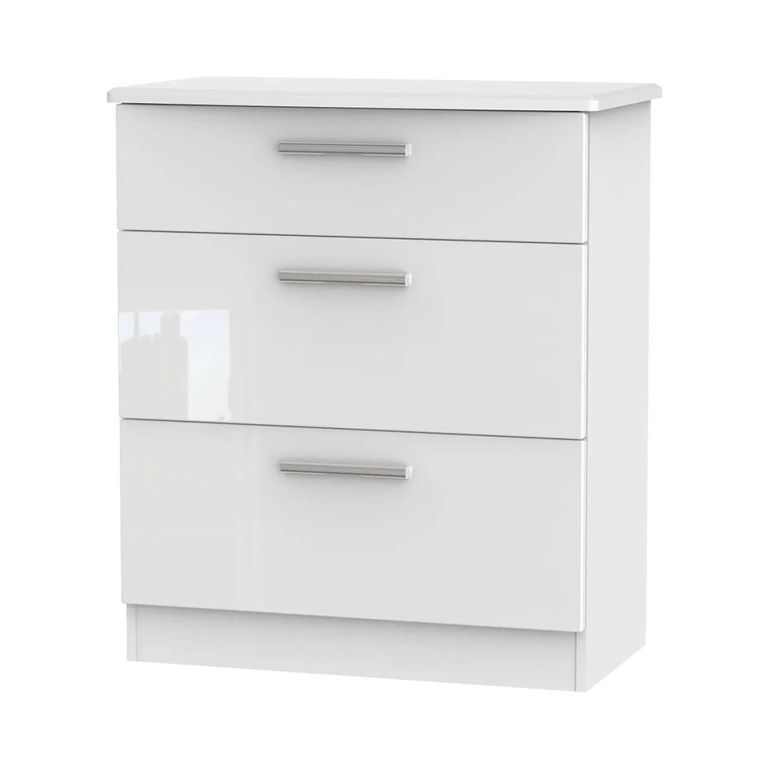 Knightsbridge Chest - Deep - 3 Drawer - White Gloss