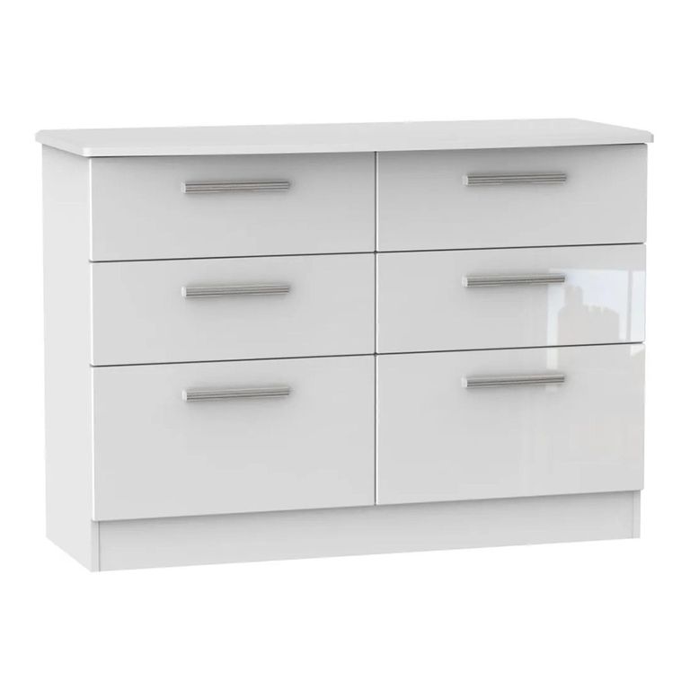 Knightsbridge Chest - Midi - 6 Drawer - White Gloss