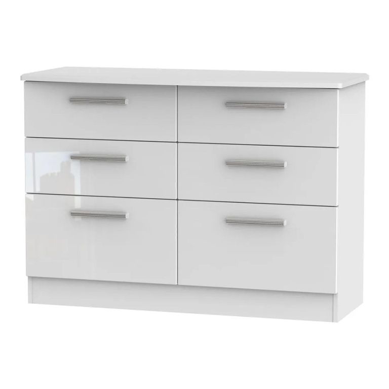 Knightsbridge Chest - Midi - 6 Drawer - White Gloss