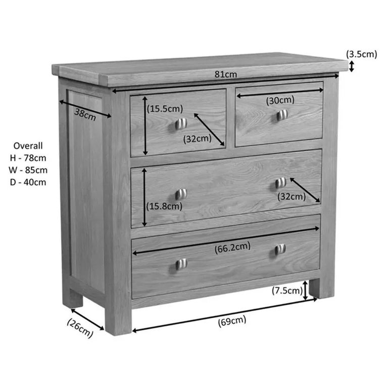 Clearance - Original Chest - 2+2 Drawer - Rustic Oak - A410