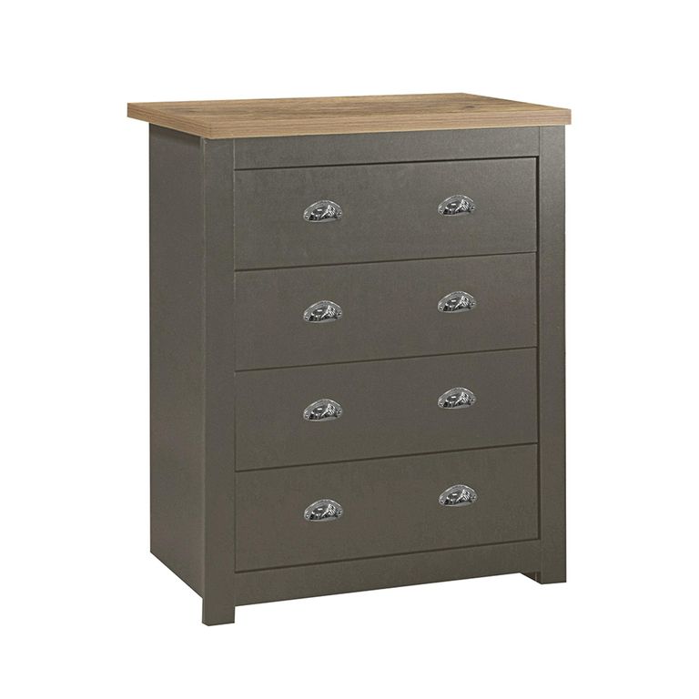 Highgate Chest - 4 Drawer - Dark Grey Painted