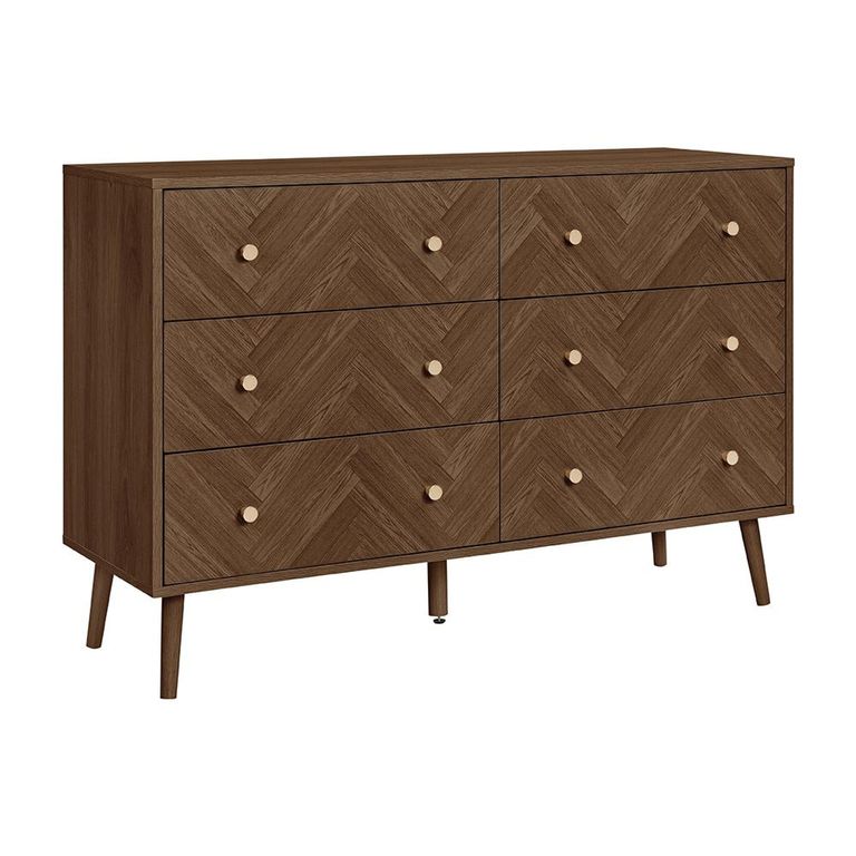 Herringford Wide Chest - 6 Drawer - Walnut