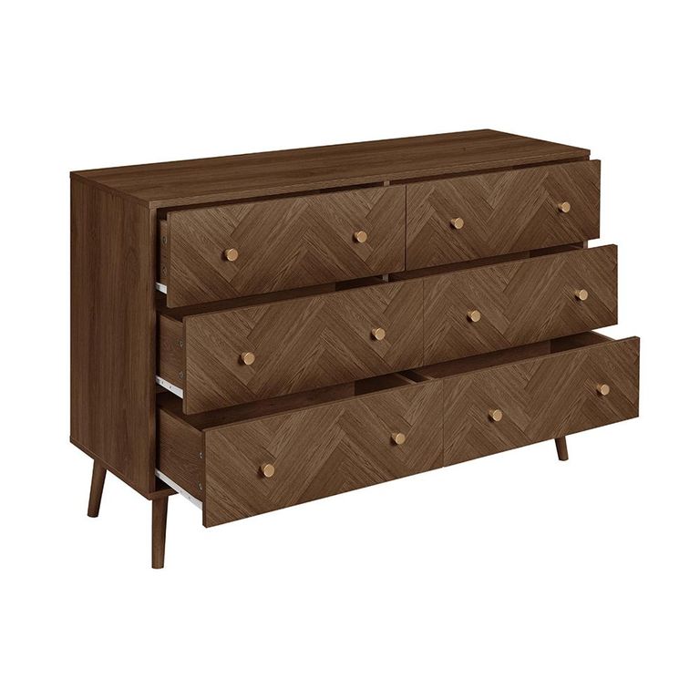 Herringford Wide Chest - 6 Drawer - Walnut