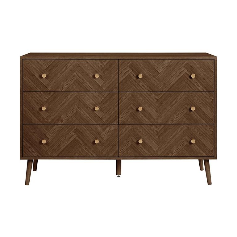 Herringford Wide Chest - 6 Drawer - Walnut