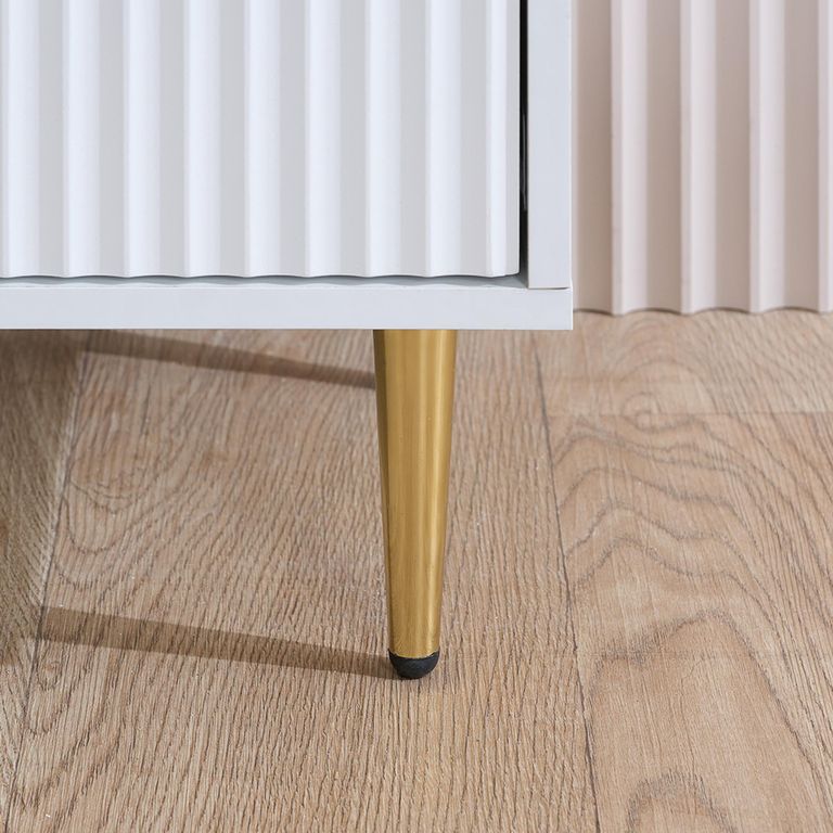 Zara Chest - 3 Drawer - Fluted - White - Gold Legs