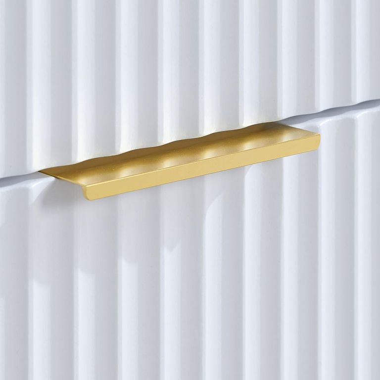 Zara Chest - 6 Drawer - Fluted - White - Gold Legs