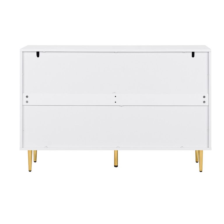 Zara Chest - 6 Drawer - Fluted - White - Gold Legs