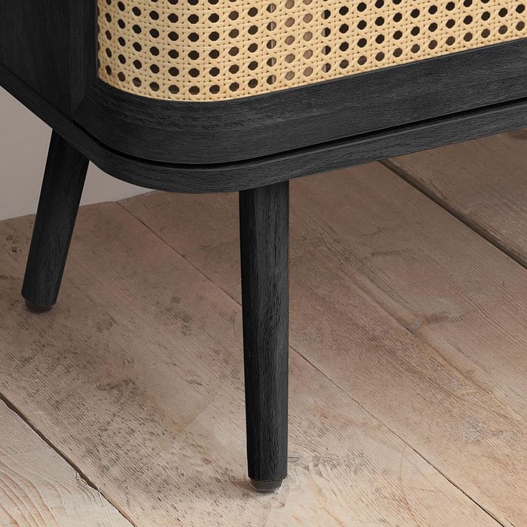 Noah Chest - 2+3 Drawer - Black and Rattan