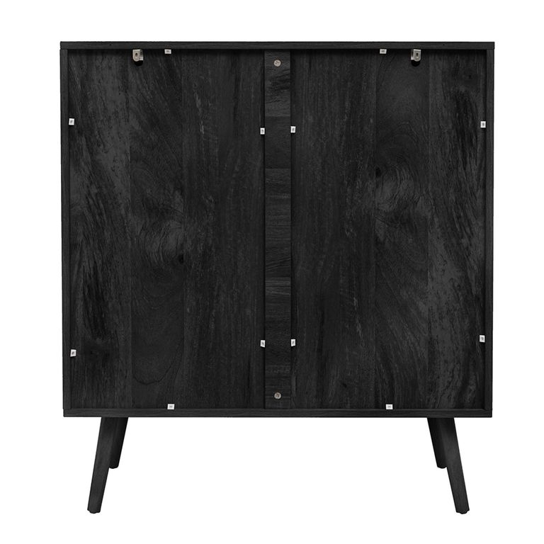 Noah Chest - 2+3 Drawer - Black and Rattan