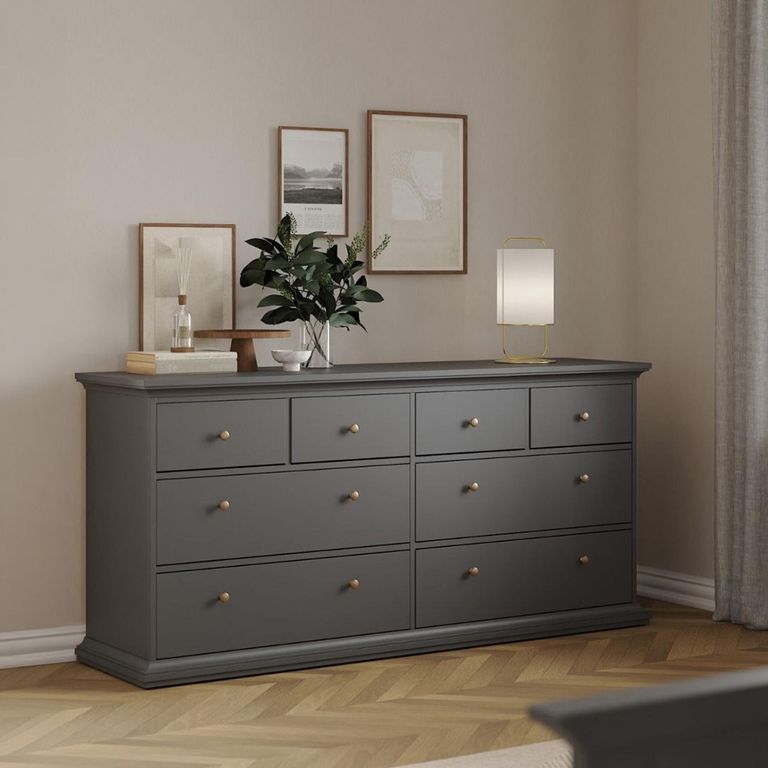 Paris Chest - 8 Drawer - Wide - Grey