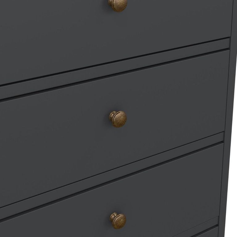 Paris Chest - 5 Drawer - Narrow - Grey