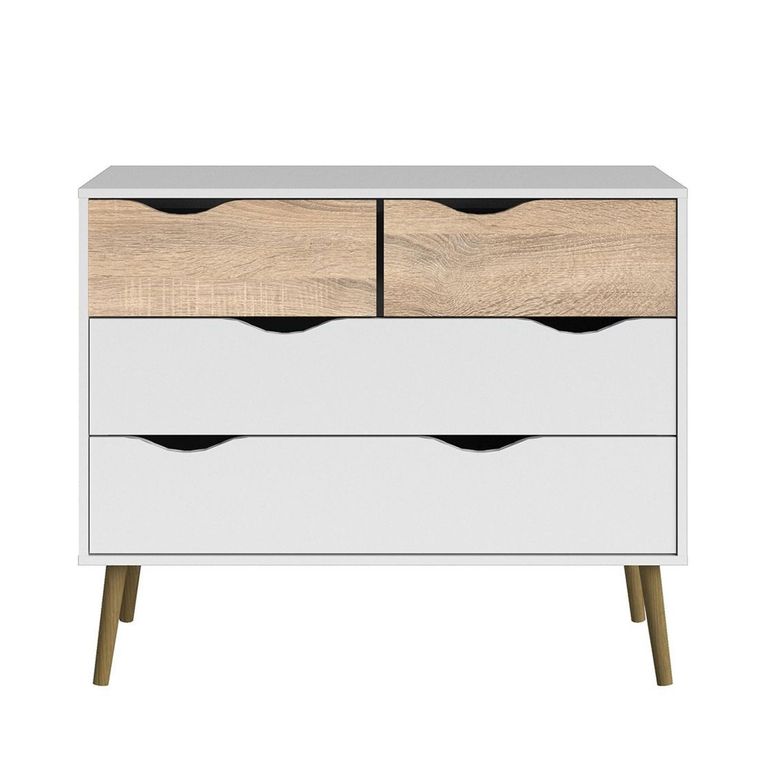 Oslo Chest - 4 Drawer - White and Oak