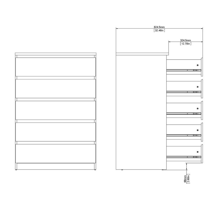 Naia Chest - 5 Drawer - Grey Concrete