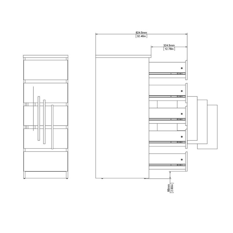 Naia Chest - 5 Drawer - Narrow - Black