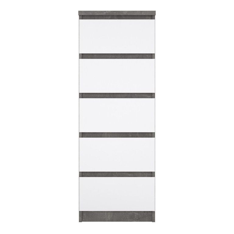 Naia Chest - 5 Drawer - Narrow - Grey Concrete