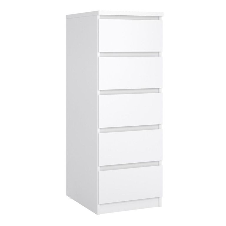 Naia Chest - 5 Drawer - Narrow - White Gloss