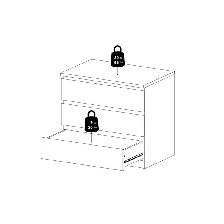 Naia Chest - 3 Drawer - Small - White Gloss