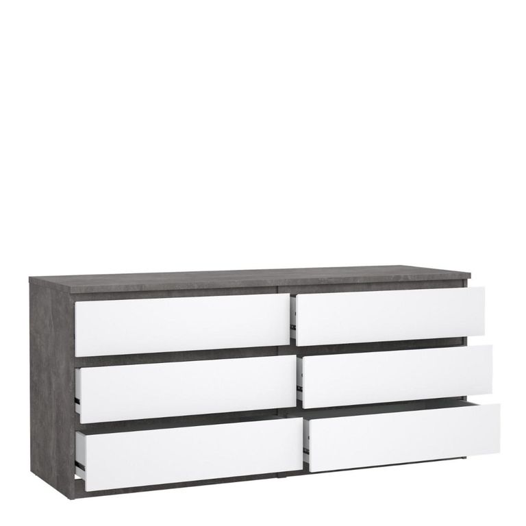 Naia Chest - 6 Drawer - Wide - Grey Concrete