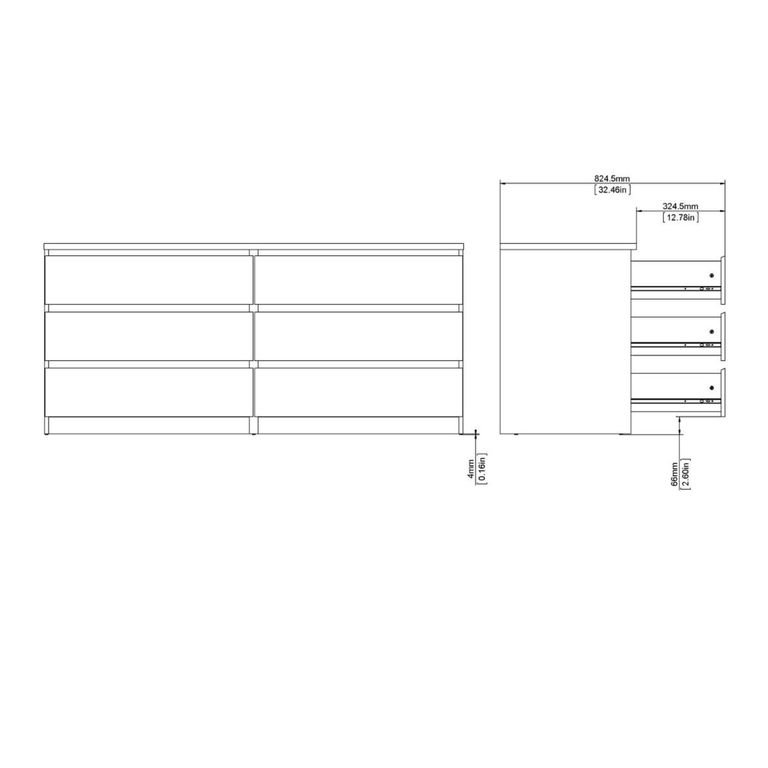 Naia Chest - 6 Drawer - Wide - Grey Concrete