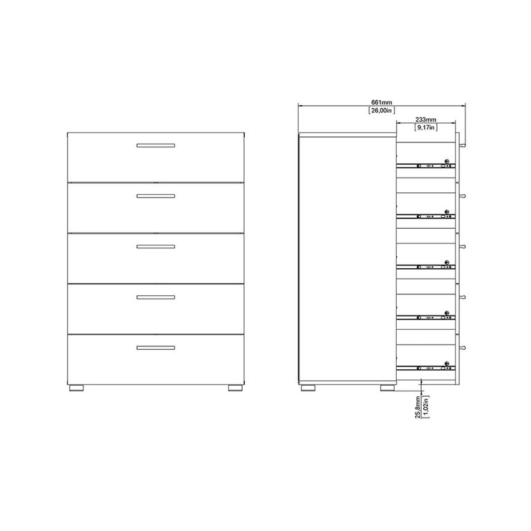 Pepe Chest - 5 Drawer - Black