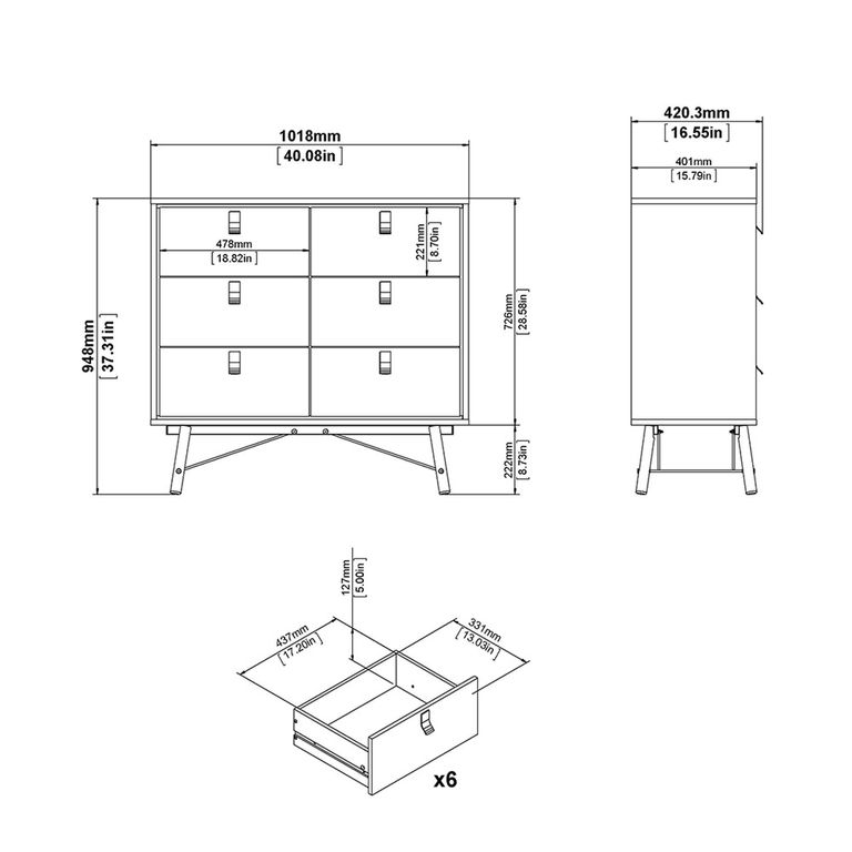 Ry Chest - 6 Drawer - Black