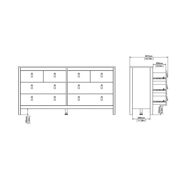 Barcelona Dresser - 8 Drawer - Wide - White