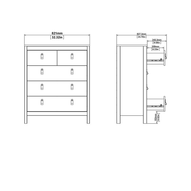 Madrid Chest - 3+2 Drawer - White