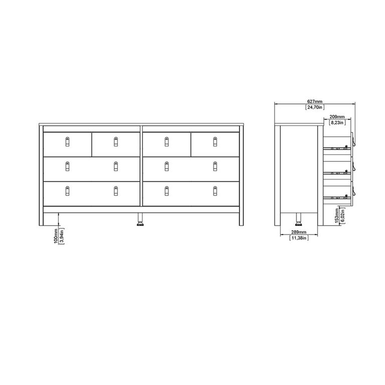 Madrid Dresser - 8 Drawer - Wide - White