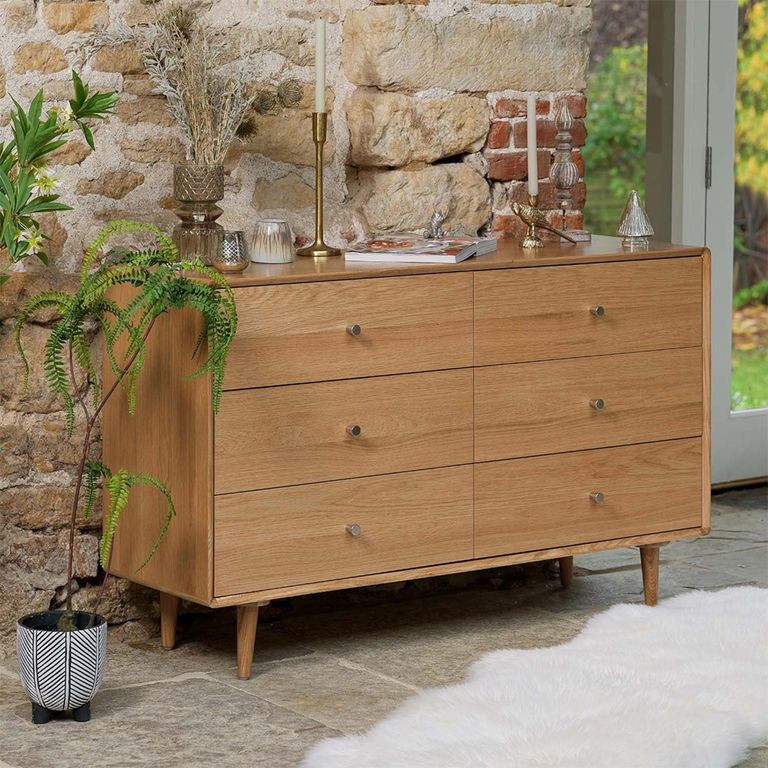 Jenson Oak Chest - 6 Drawer - Wide