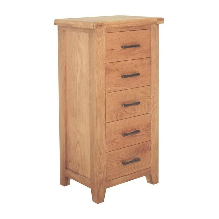 Hampshire Oak Chest - 5 Drawer - Narrow