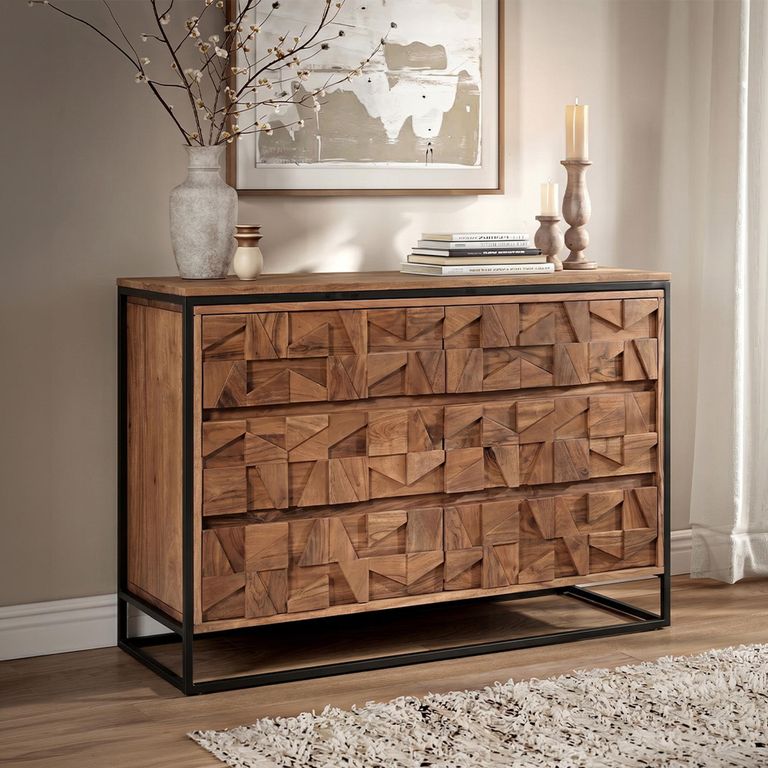 Axis Acacia Wood Chest - 6 Drawer - Midi - Geometric