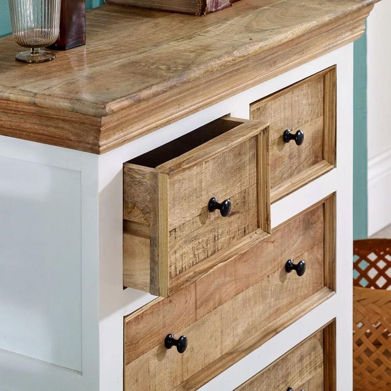 Alfie Chest - 4 Drawer - White - Mango Wood
