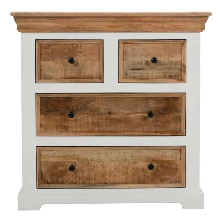 Alfie Chest - 4 Drawer - White - Mango Wood