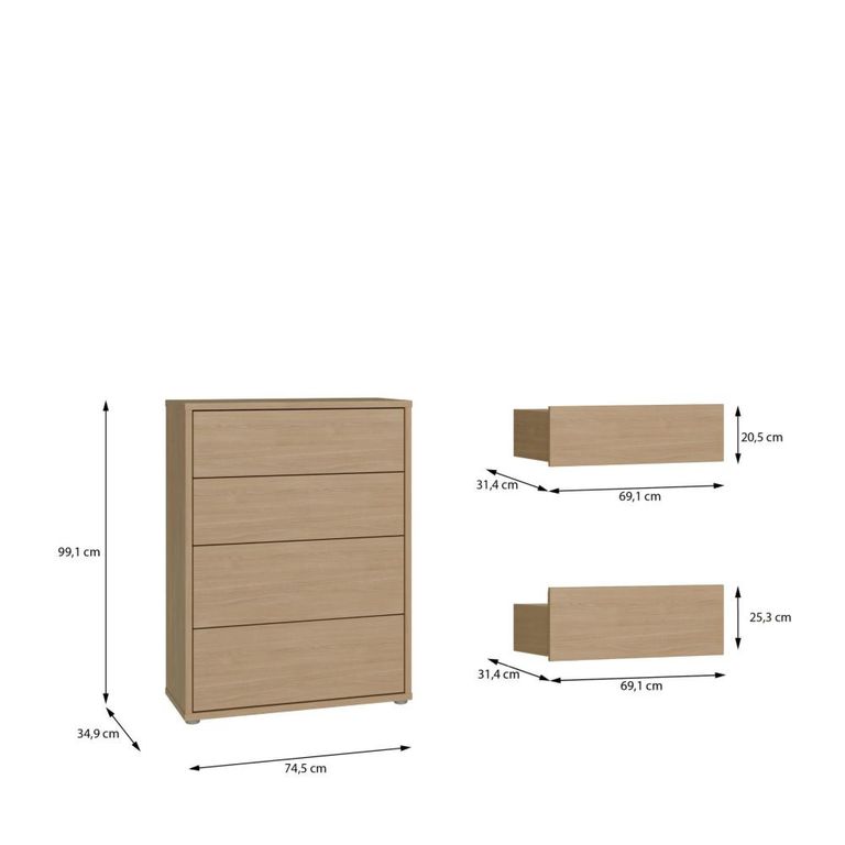 Alice Springs Chest - 4 Drawer - Wide - Elegancia Oak