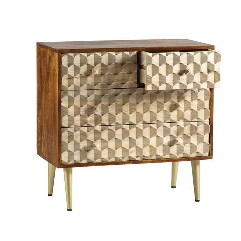 Edison Chest - 4 Drawer - Geometric - Mango Wood