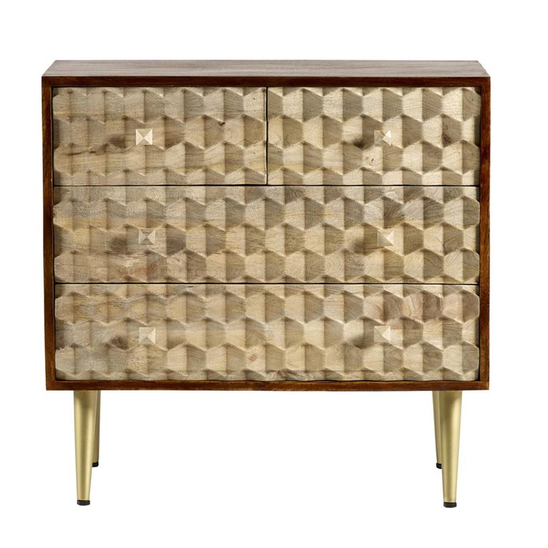 Edison Chest - 4 Drawer - Geometric - Mango Wood