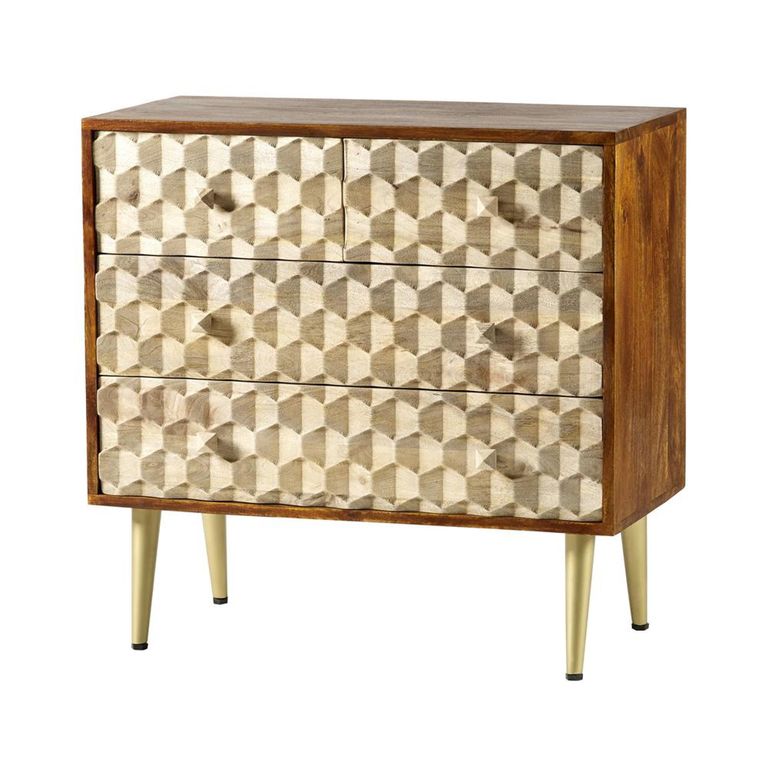 Edison Chest - 4 Drawer - Geometric - Mango Wood