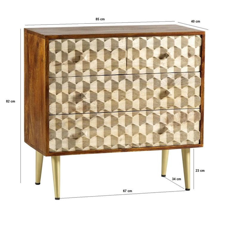 Edison Chest - 4 Drawer - Geometric - Mango Wood